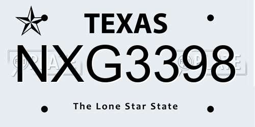 NXG3398 Texas License Plate
