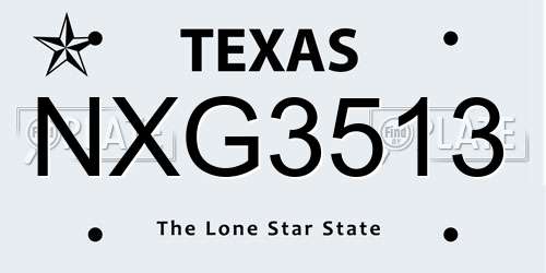 NXG3513 Texas License Plate