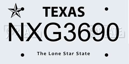 NXG3690 Texas License Plate