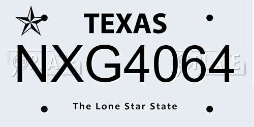 NXG4064 Texas License Plate