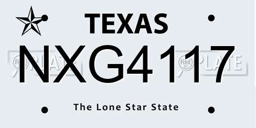 NXG4117 Texas License Plate