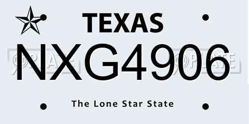 NXG4906 Texas License Plate