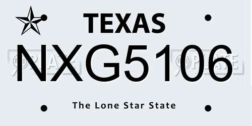 NXG5106 Texas License Plate