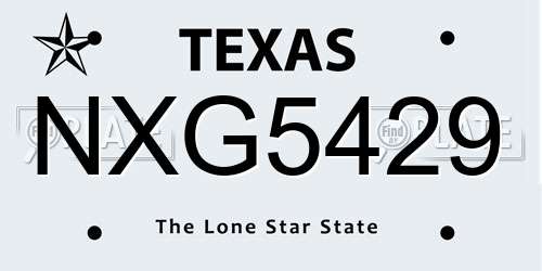 NXG5429 Texas License Plate