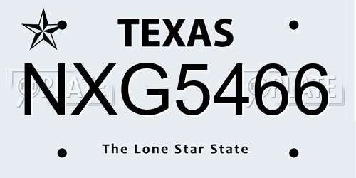 NXG5466 Texas License Plate