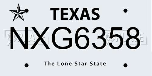 NXG6358 Texas License Plate