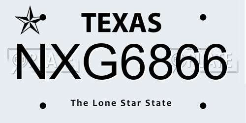 NXG6866 Texas License Plate