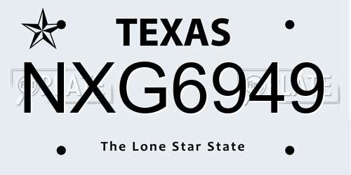 NXG6949 Texas License Plate