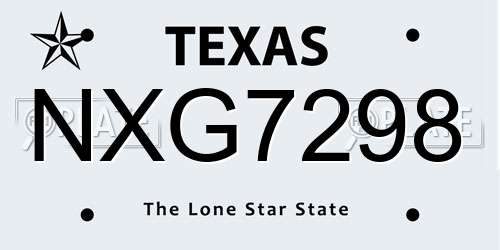 NXG7298 Texas License Plate