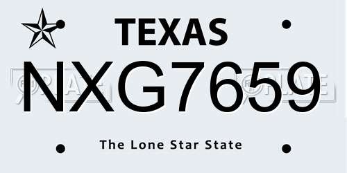 NXG7659 Texas License Plate