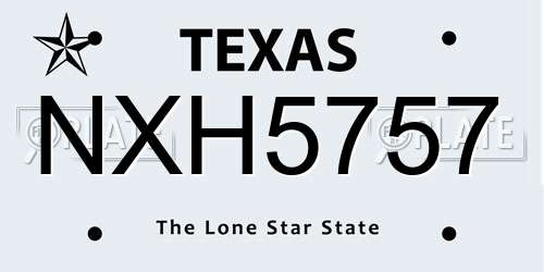 NXH5757 Texas License Plate