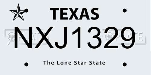 NXJ1329 Texas License Plate