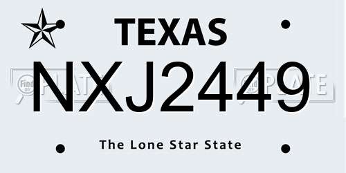NXJ2449 Texas License Plate