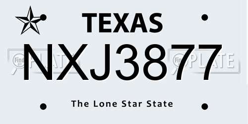 NXJ3877 Texas License Plate