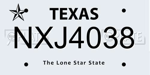 NXJ4038 Texas License Plate