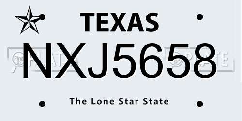 NXJ5658 Texas License Plate