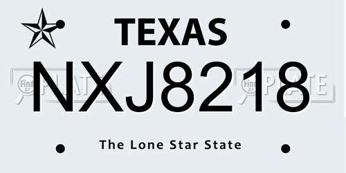 NXJ8218 Texas License Plate