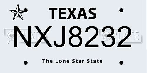 NXJ8232 Texas License Plate