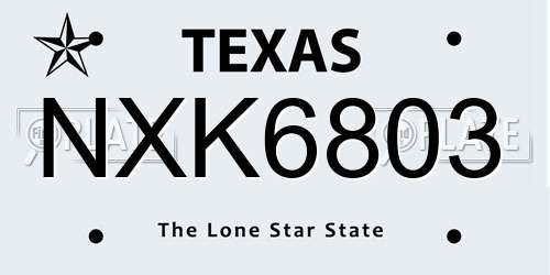 NXK6803 Texas License Plate