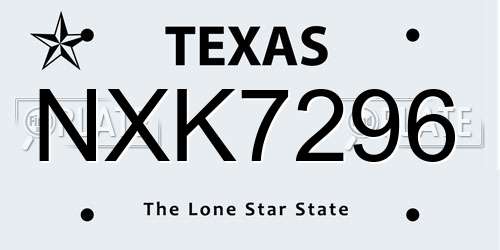 NXK7296 Texas License Plate