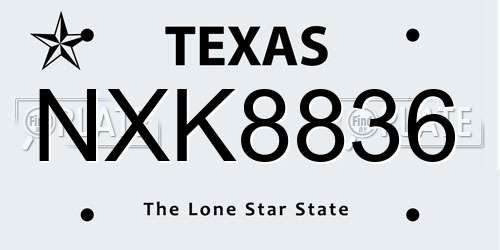 NXK8836 Texas License Plate