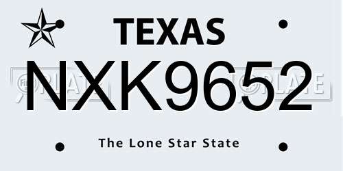 NXK9652 Texas License Plate