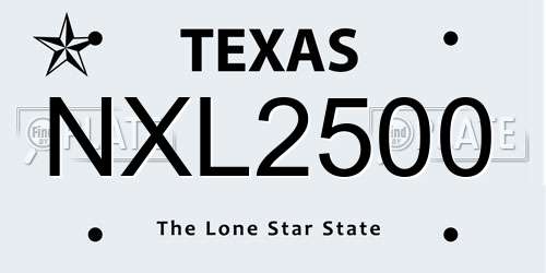 NXL2500 Texas License Plate