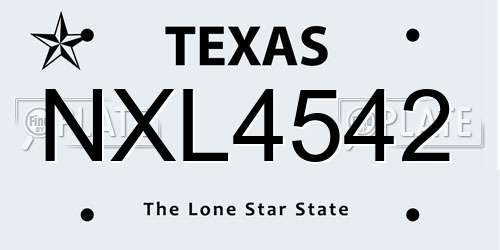 NXL4542 Texas License Plate