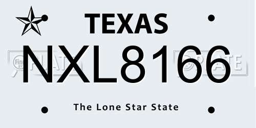 NXL8166 Texas License Plate