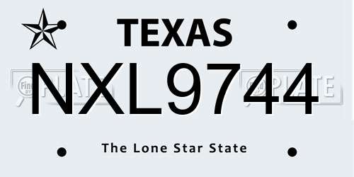 NXL9744 Texas License Plate