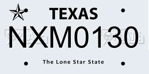 NXM0130 Texas License Plate