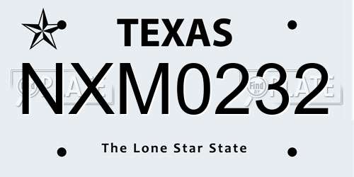 NXM0232 Texas License Plate