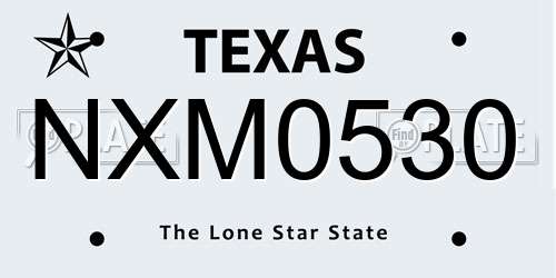 NXM0530 Texas License Plate