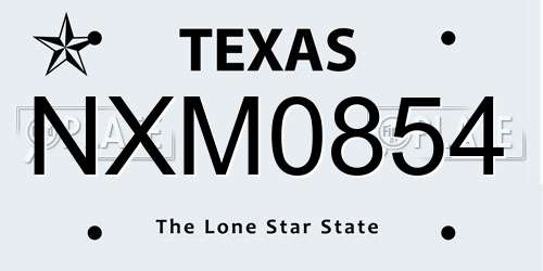 NXM0854 Texas License Plate