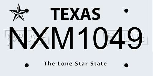 NXM1049 Texas License Plate