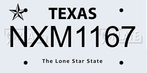 NXM1167 Texas License Plate