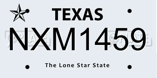 NXM1459 Texas License Plate