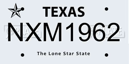 NXM1962 Texas License Plate