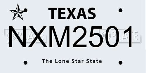 NXM2501 Texas License Plate