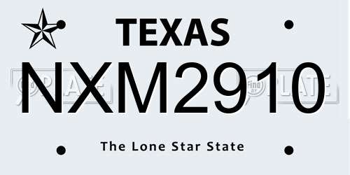 NXM2910 Texas License Plate