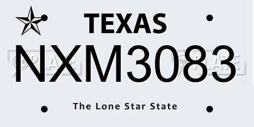 NXM3083 Texas License Plate
