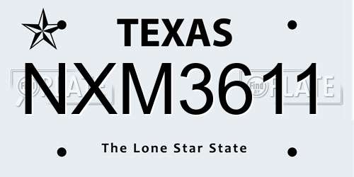 NXM3611 Texas License Plate