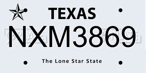 NXM3869 Texas License Plate