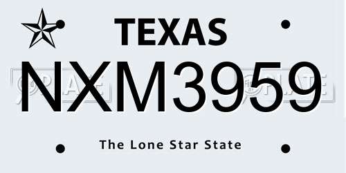 NXM3959 Texas License Plate
