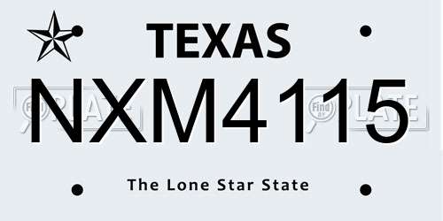 NXM4115 Texas License Plate