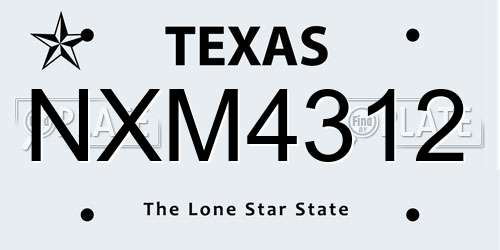 NXM4312 Texas License Plate