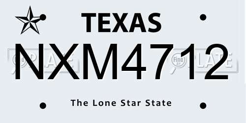 NXM4712 Texas License Plate