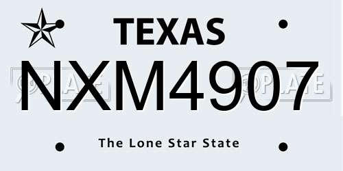 NXM4907 Texas License Plate
