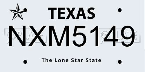 NXM5149 Texas License Plate