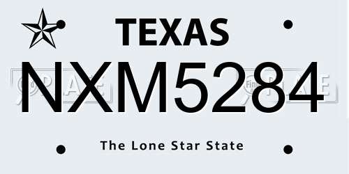 NXM5284 Texas License Plate